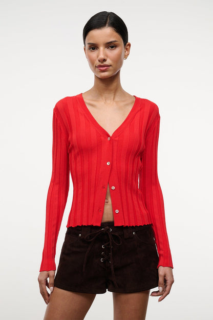 Ezra Cardigan Tomato | STAUD Trending