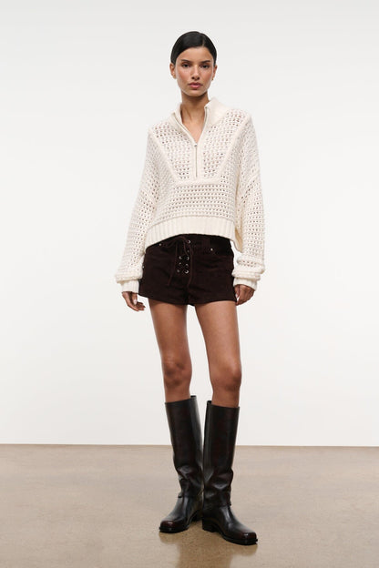 Su26 Cropped Hampton Sweater Ivory | STAUD Essential