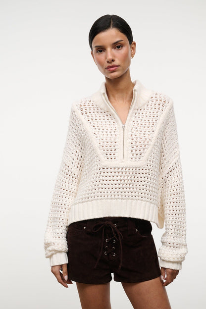 Su26 Cropped Hampton Sweater Ivory | STAUD Essential