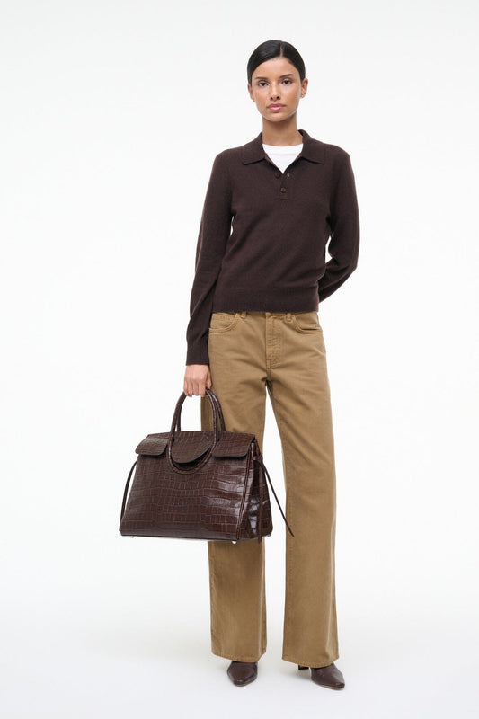 Gemma Cashmere Sweater Dark Chocolate | STAUD Sale