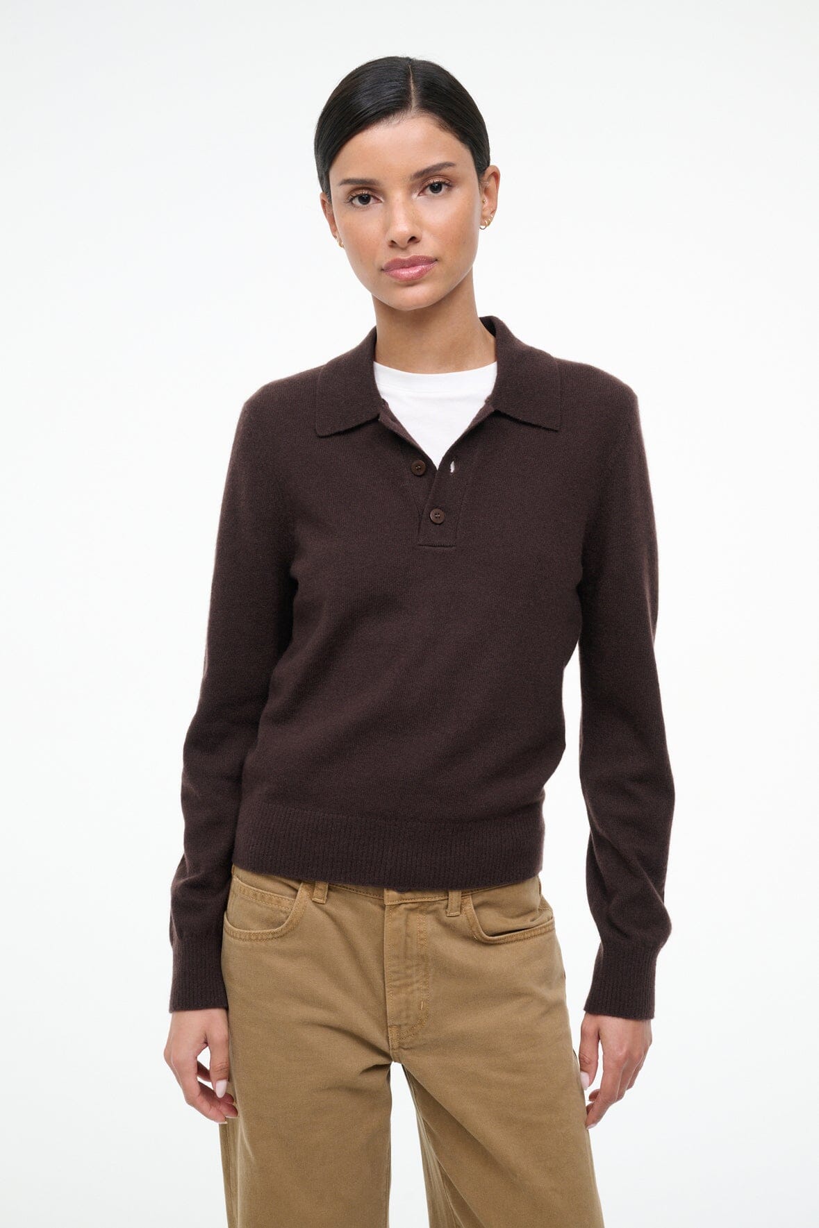 Gemma Cashmere Sweater Dark Chocolate | STAUD Sale