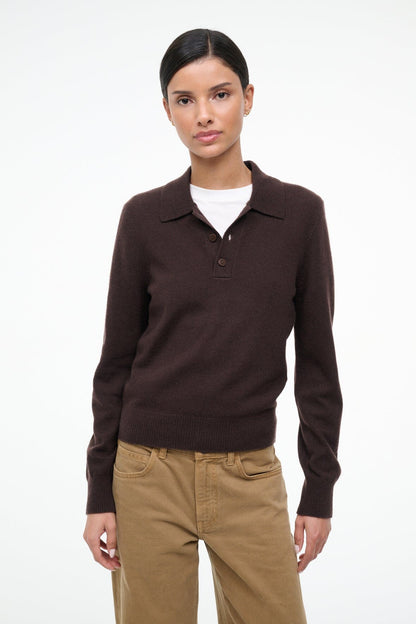 Gemma Cashmere Sweater Dark Chocolate | STAUD Sale