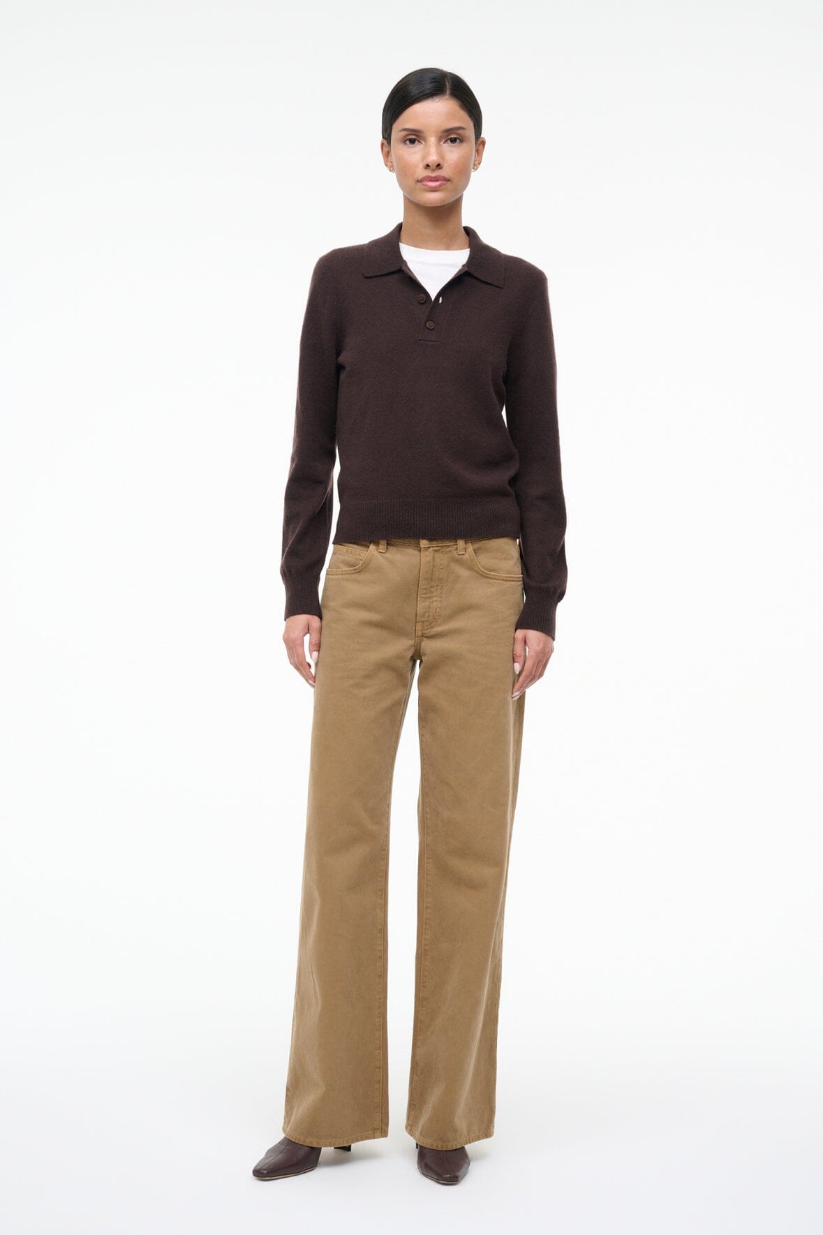 Gemma Cashmere Sweater Dark Chocolate | STAUD Sale
