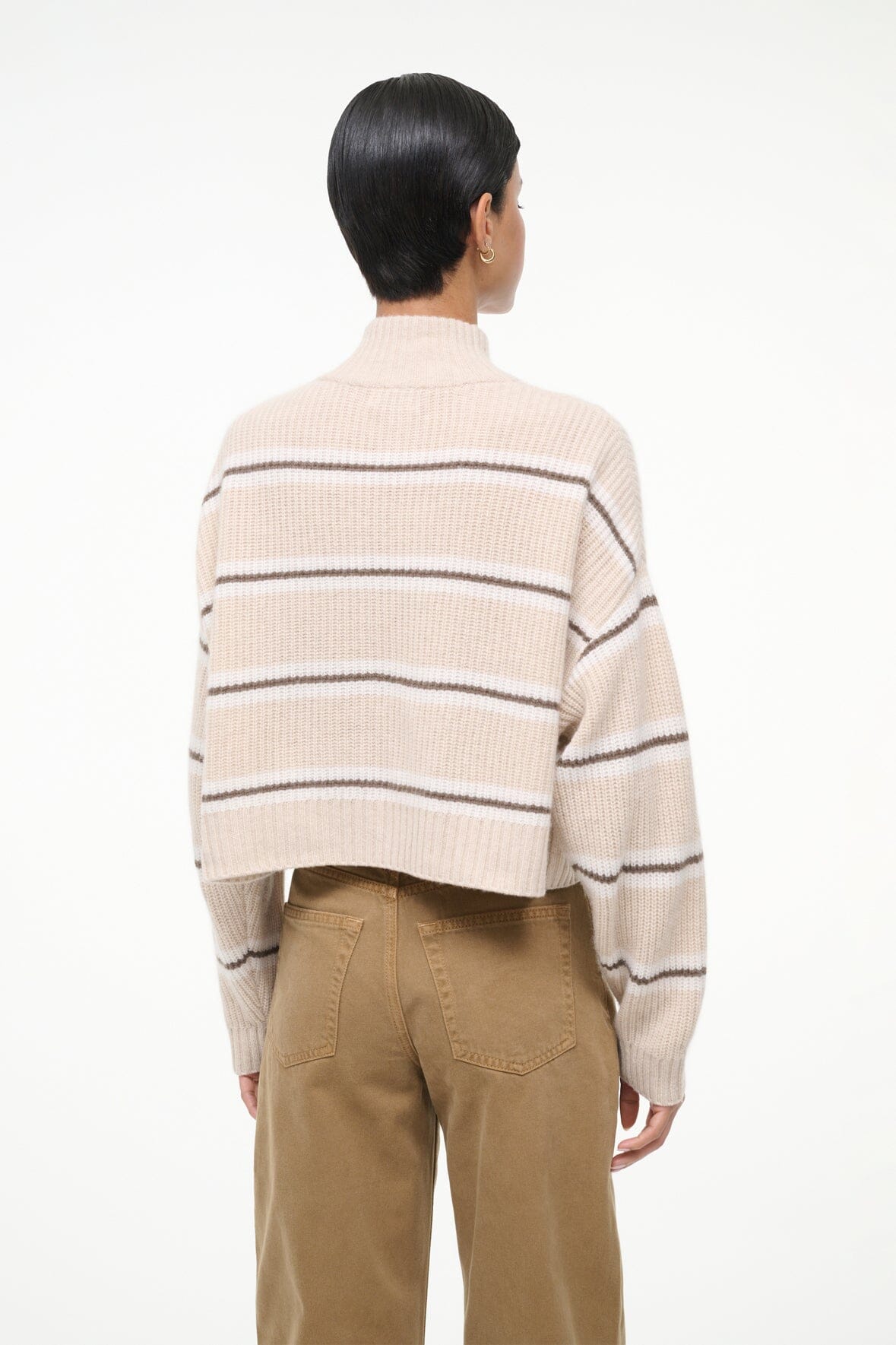 Cashmere Cropped Hampton Sweater Whisper Stripe | STAUD Sale
