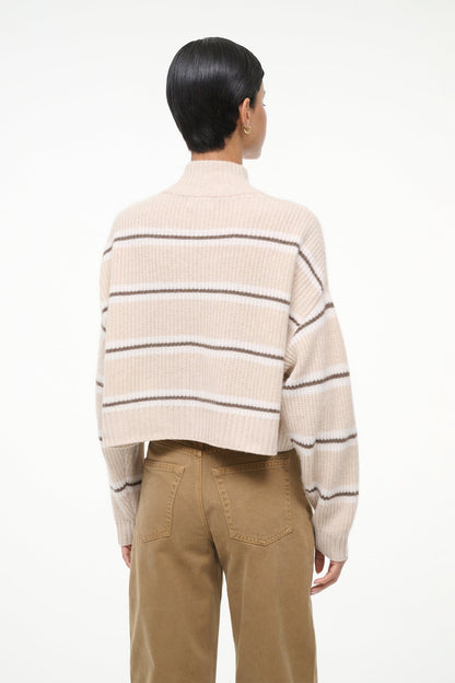 Cashmere Cropped Hampton Sweater Whisper Stripe | STAUD Sale