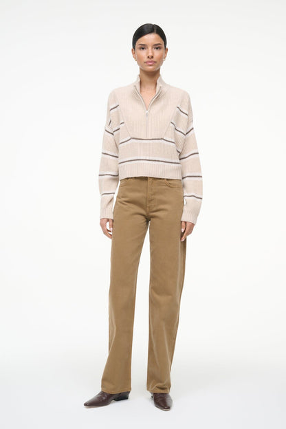 Cashmere Cropped Hampton Sweater Whisper Stripe | STAUD Sale