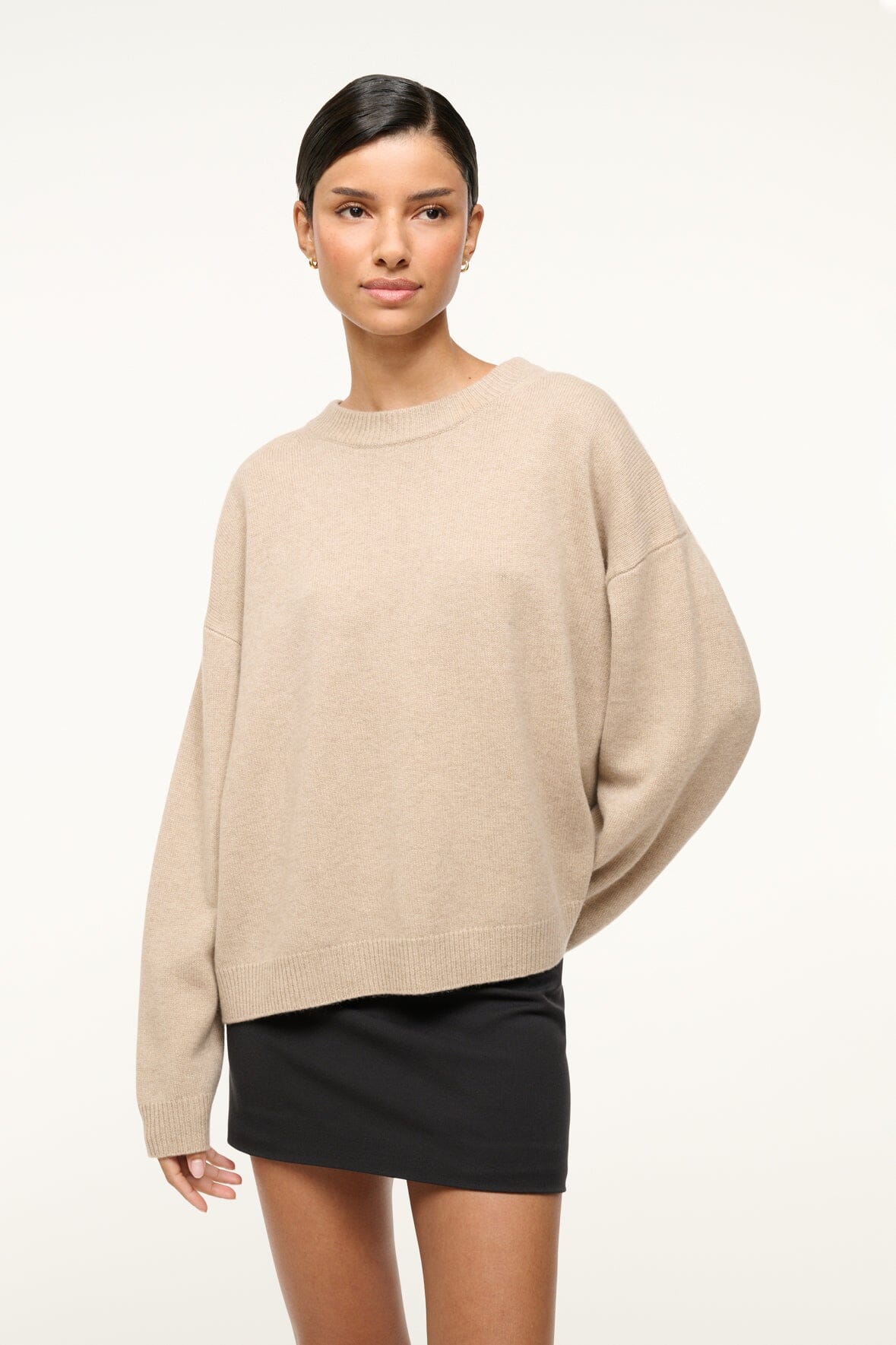 Serrano Cashmere Relaxed Crew Stone | STAUD Trending