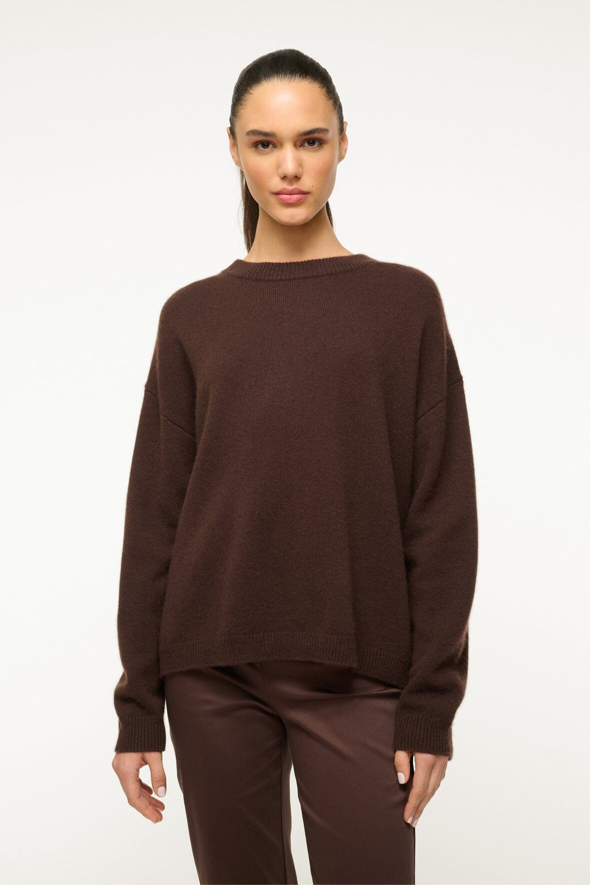 Serrano Cashmere Relaxed Crew Dark Chocolate | STAUD Popular