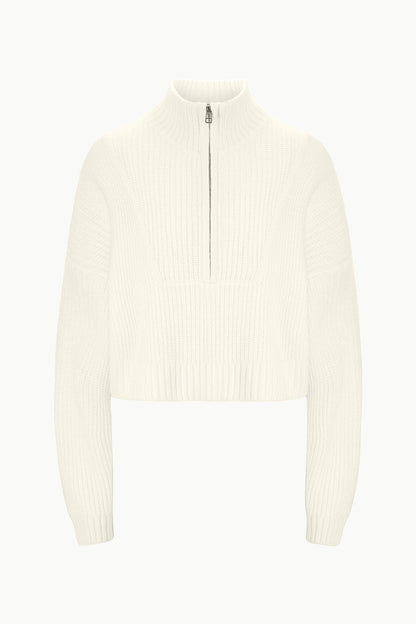 Cashmere Cropped Hampton Sweater Ivory | STAUD Value