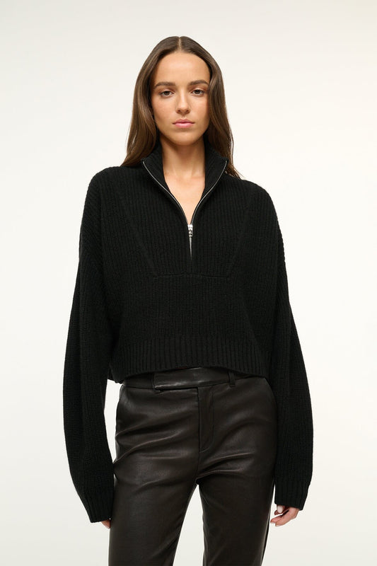 Cashmere Cropped Hampton Sweater Black | STAUD Featured