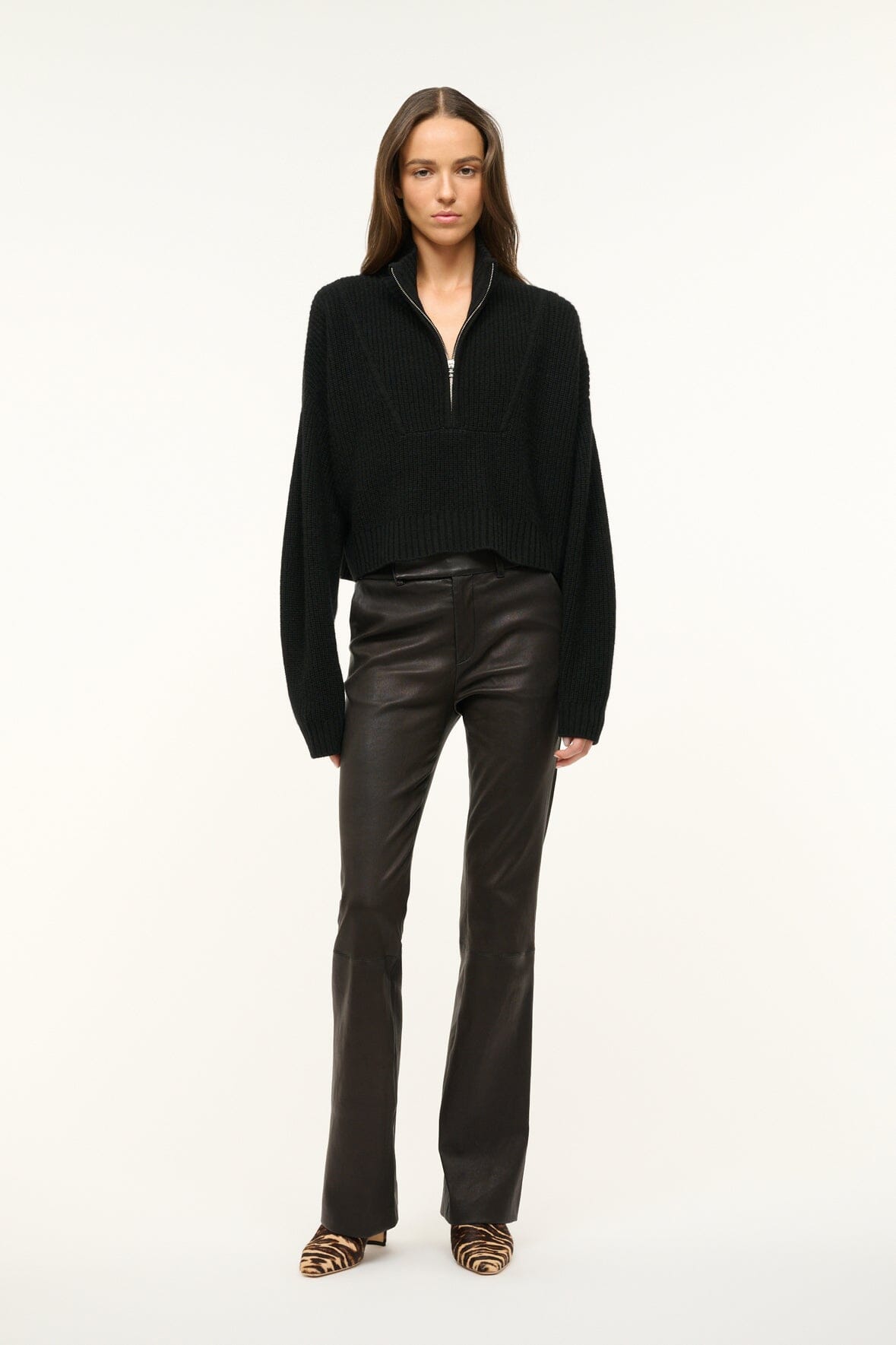 Cashmere Cropped Hampton Sweater Black | STAUD Featured