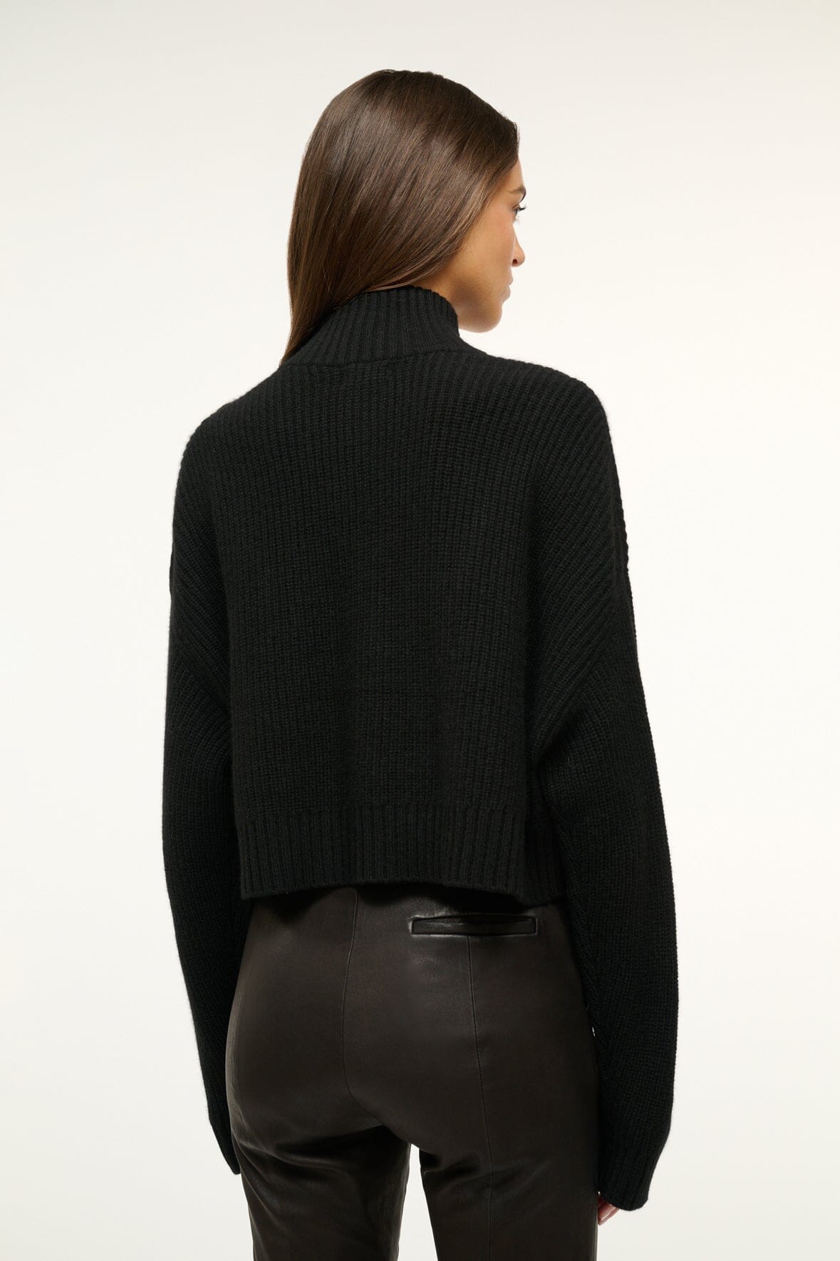Cashmere Cropped Hampton Sweater Black | STAUD Featured