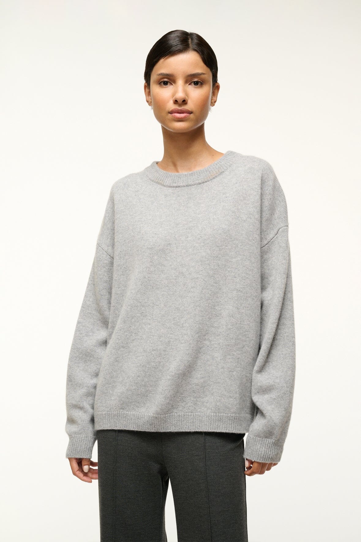 Serrano Cashmere Relaxed Crew Heather Grey | STAUD Discount
