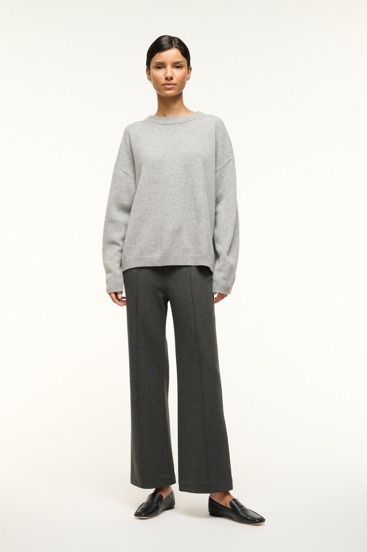 Serrano Cashmere Relaxed Crew Heather Grey | STAUD Discount