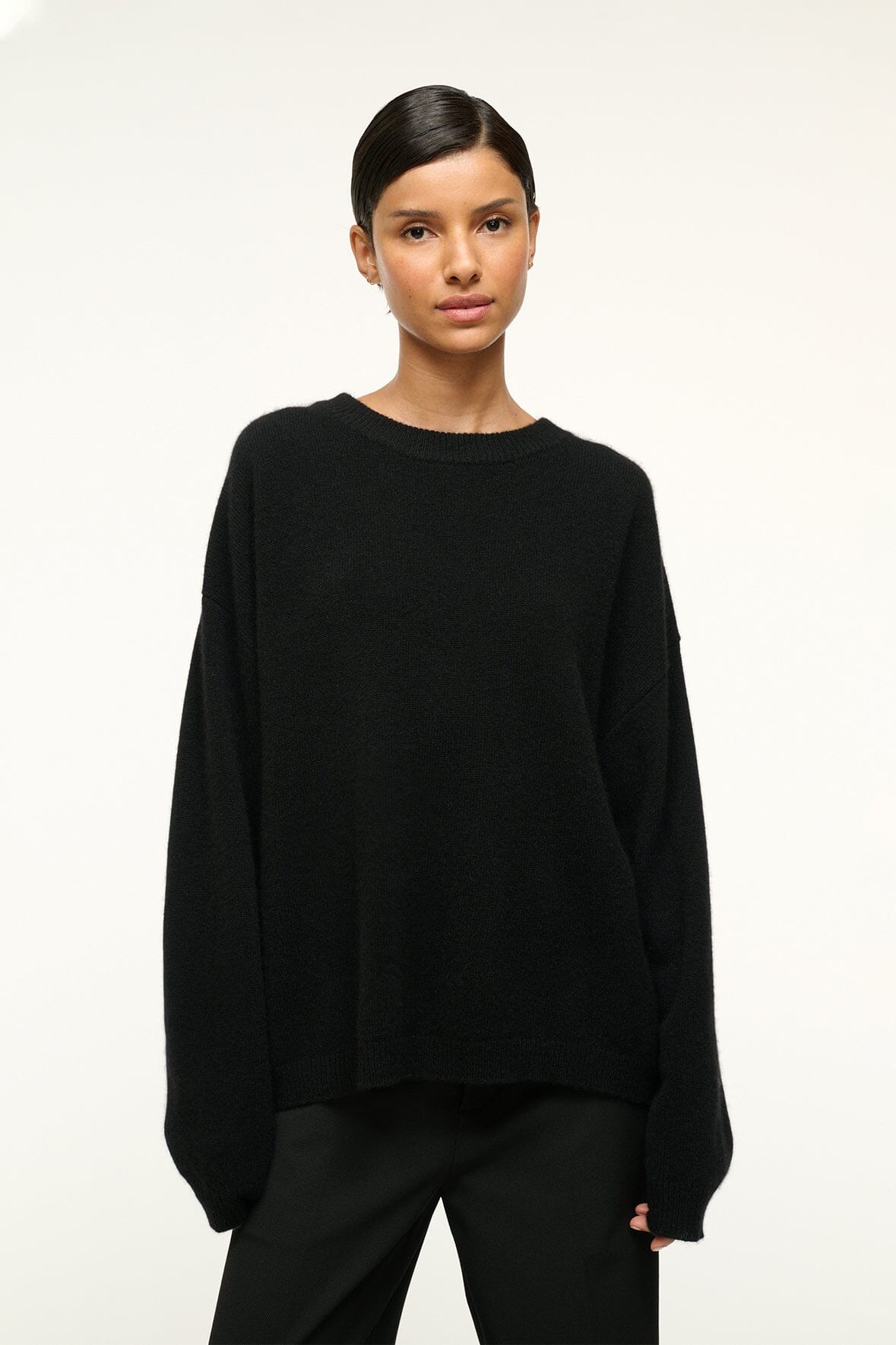 Serrano Cashmere Relaxed Crew Black | STAUD Customer Favorite