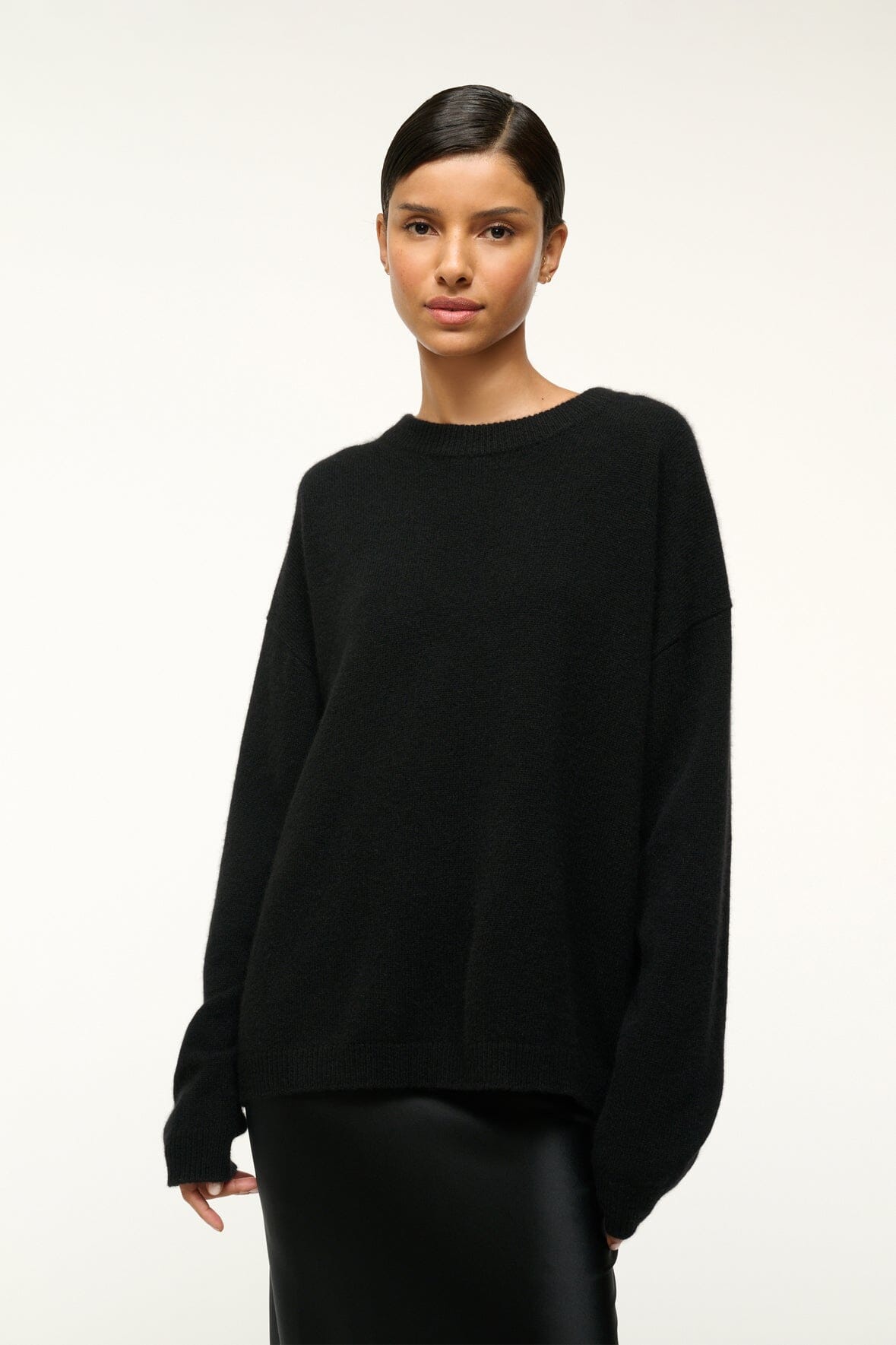 Serrano Cashmere Relaxed Crew Black | STAUD Customer Favorite