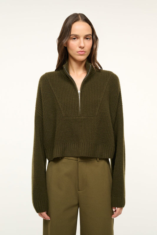 Cashmere Cropped Hampton Sweater Olive | STAUD Best Price