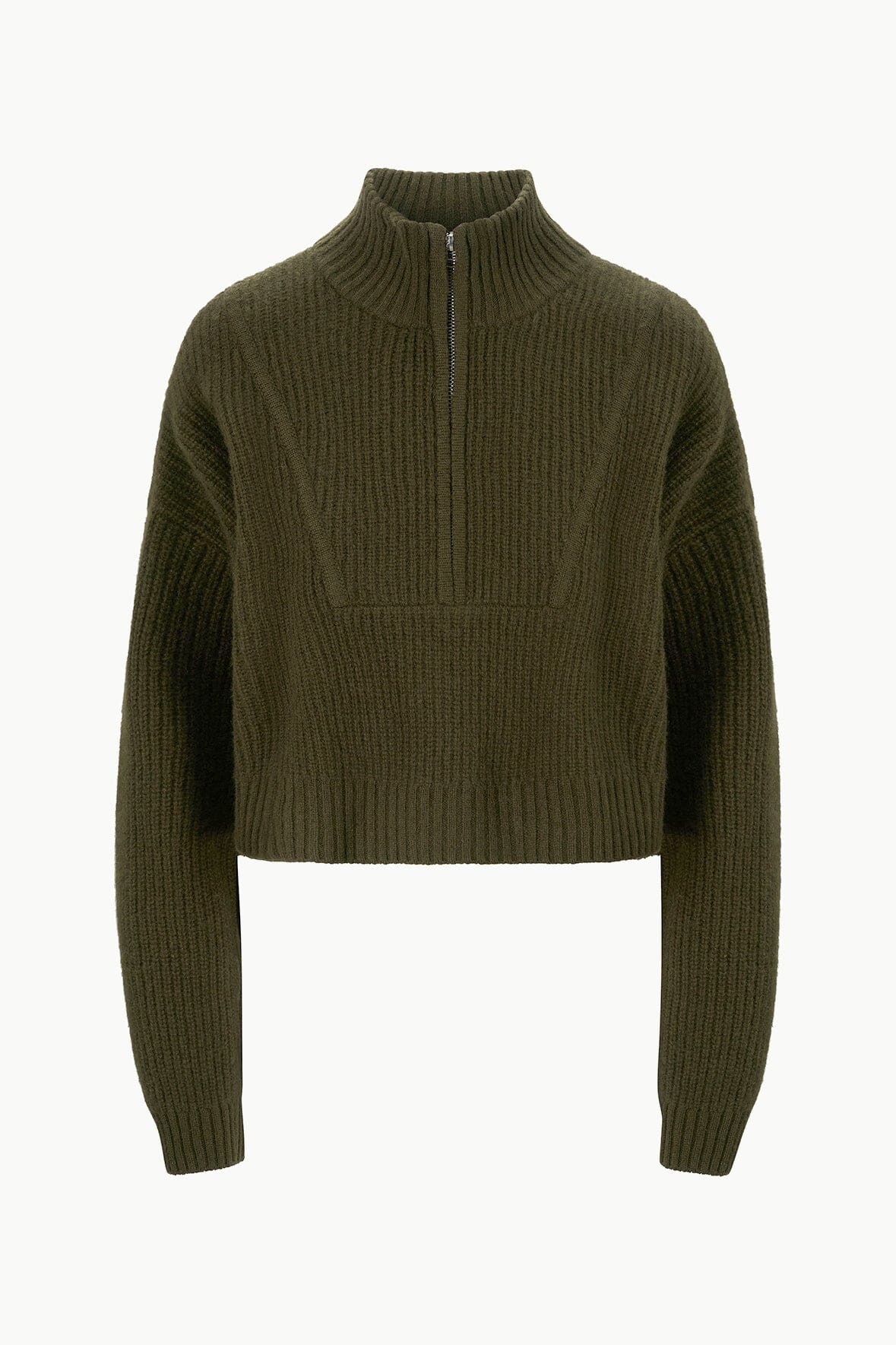 Cashmere Cropped Hampton Sweater Olive | STAUD Best Price