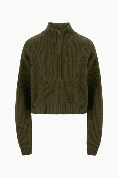 Cashmere Cropped Hampton Sweater Olive | STAUD Best Price