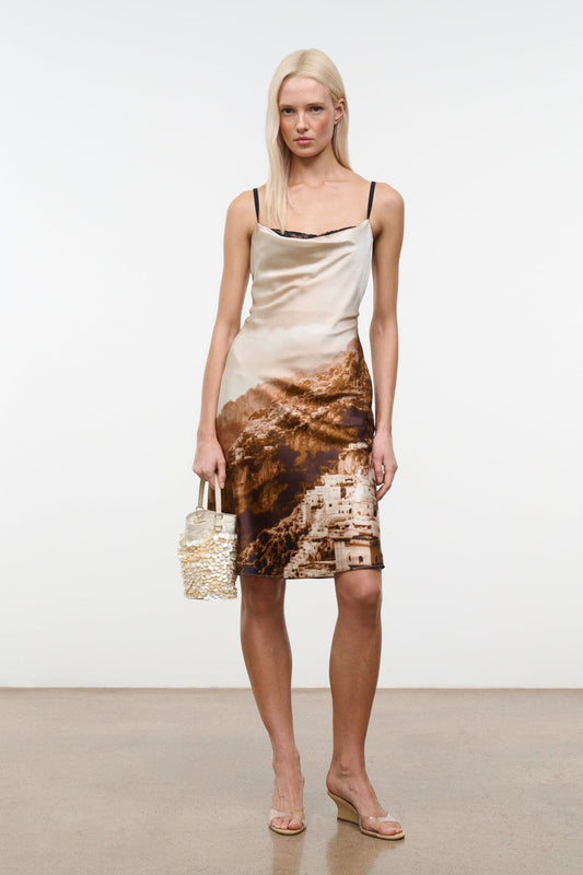 Evangeline Silk Dress Cliffside | STAUD Quality