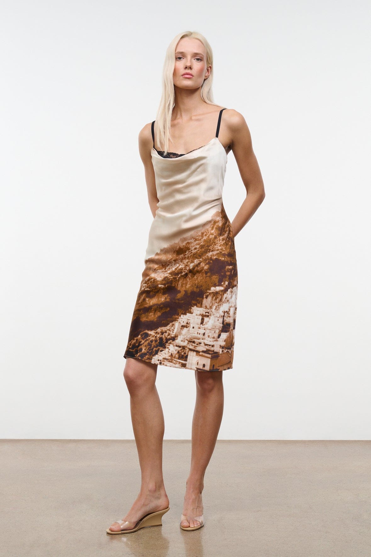 Evangeline Silk Dress Cliffside | STAUD Quality