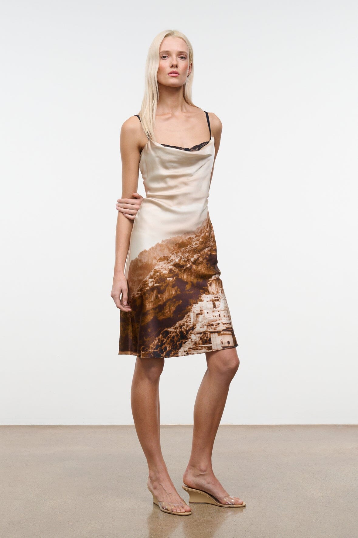 Evangeline Silk Dress Cliffside | STAUD Quality