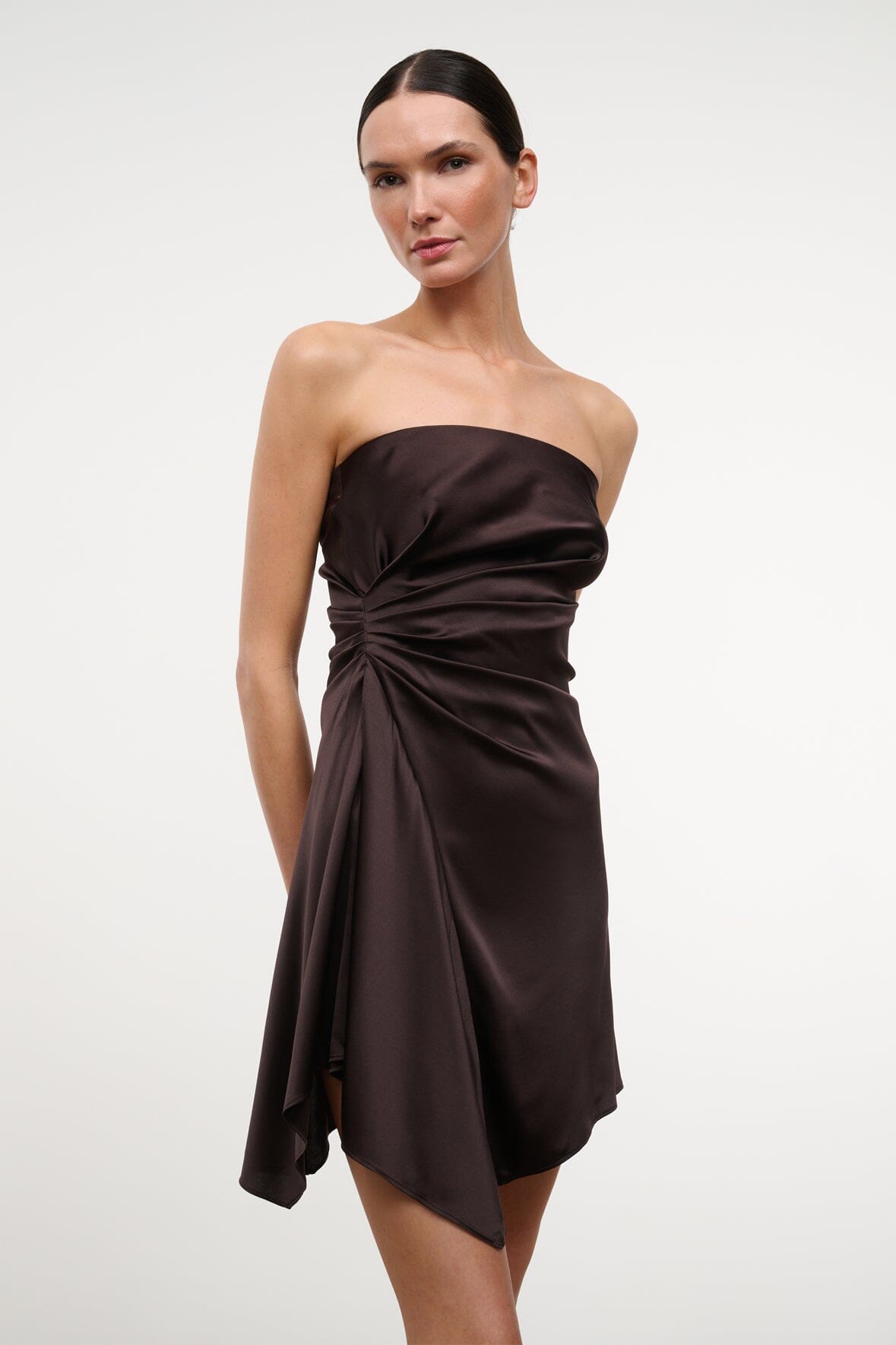 Adriana Silk Dress Earth | STAUD Trusted
