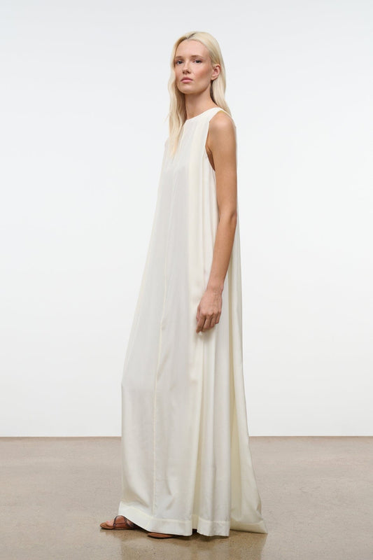 Dalia Silk Dress Ivory | STAUD Classic
