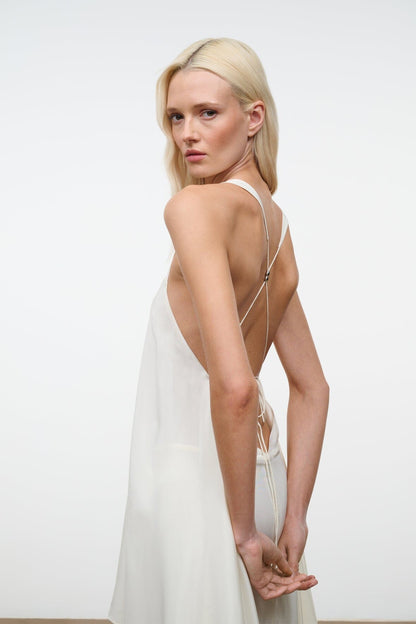 Kira Silk Dress Ivory | STAUD Discount