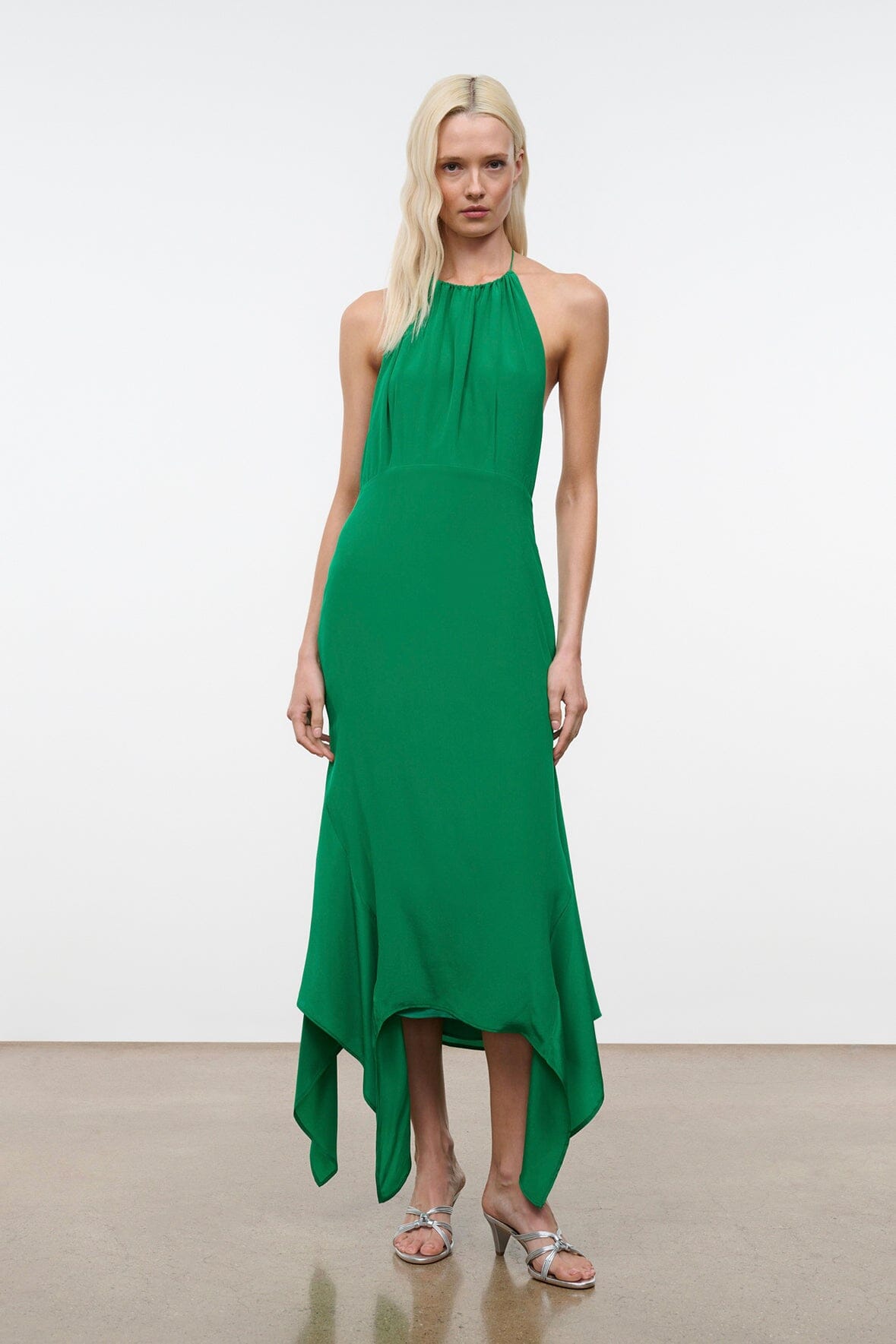 Bianca Silk Dress Kelly | STAUD Recommended