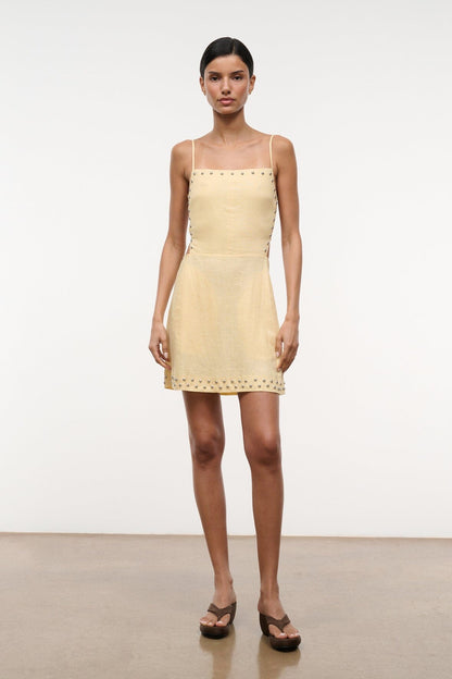 Angelique Linen Dress Butter Studs | STAUD Top Pick