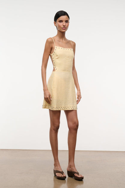 Angelique Linen Dress Butter Studs | STAUD Top Pick