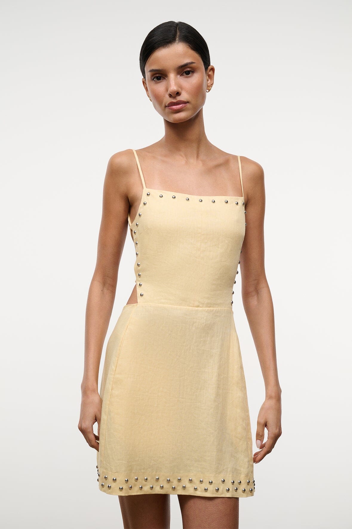 Angelique Linen Dress Butter Studs | STAUD Top Pick