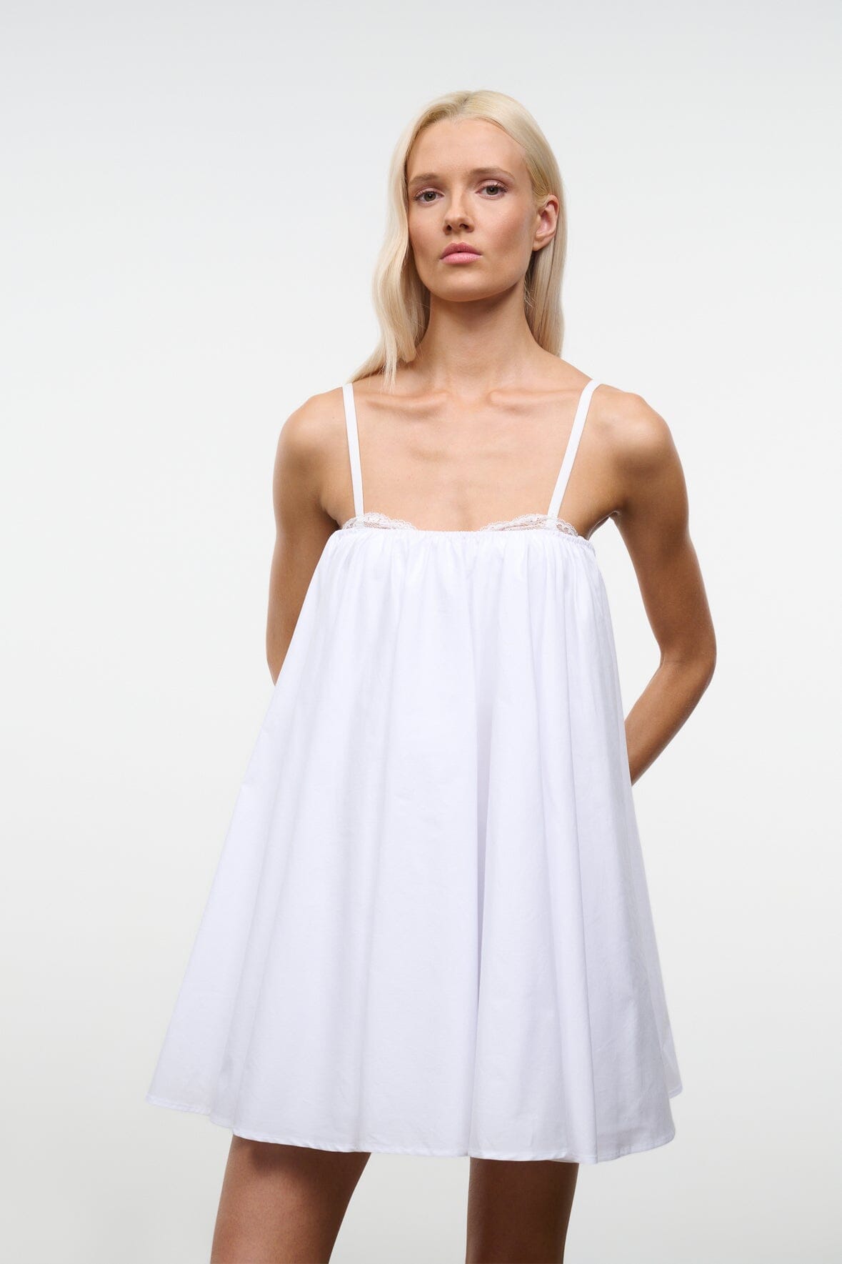 Cecily Mini Dress White Babydoll Dress | STAUD Value