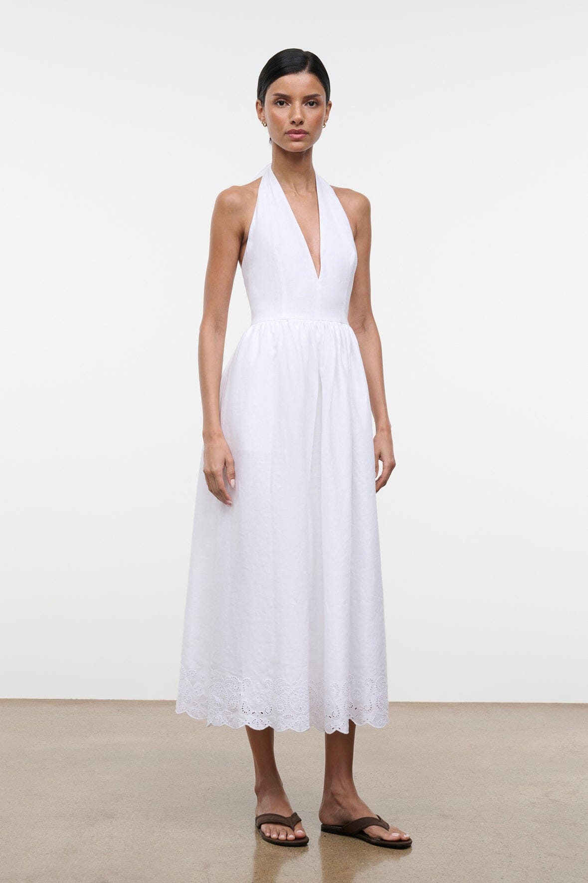 Grazia Linen Dress White | STAUD Discount