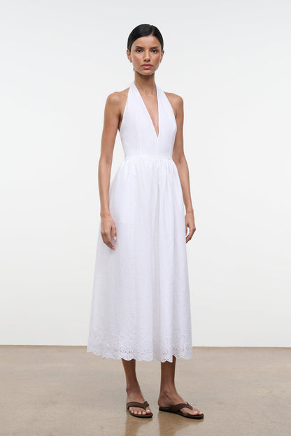 Grazia Linen Dress White | STAUD Discount