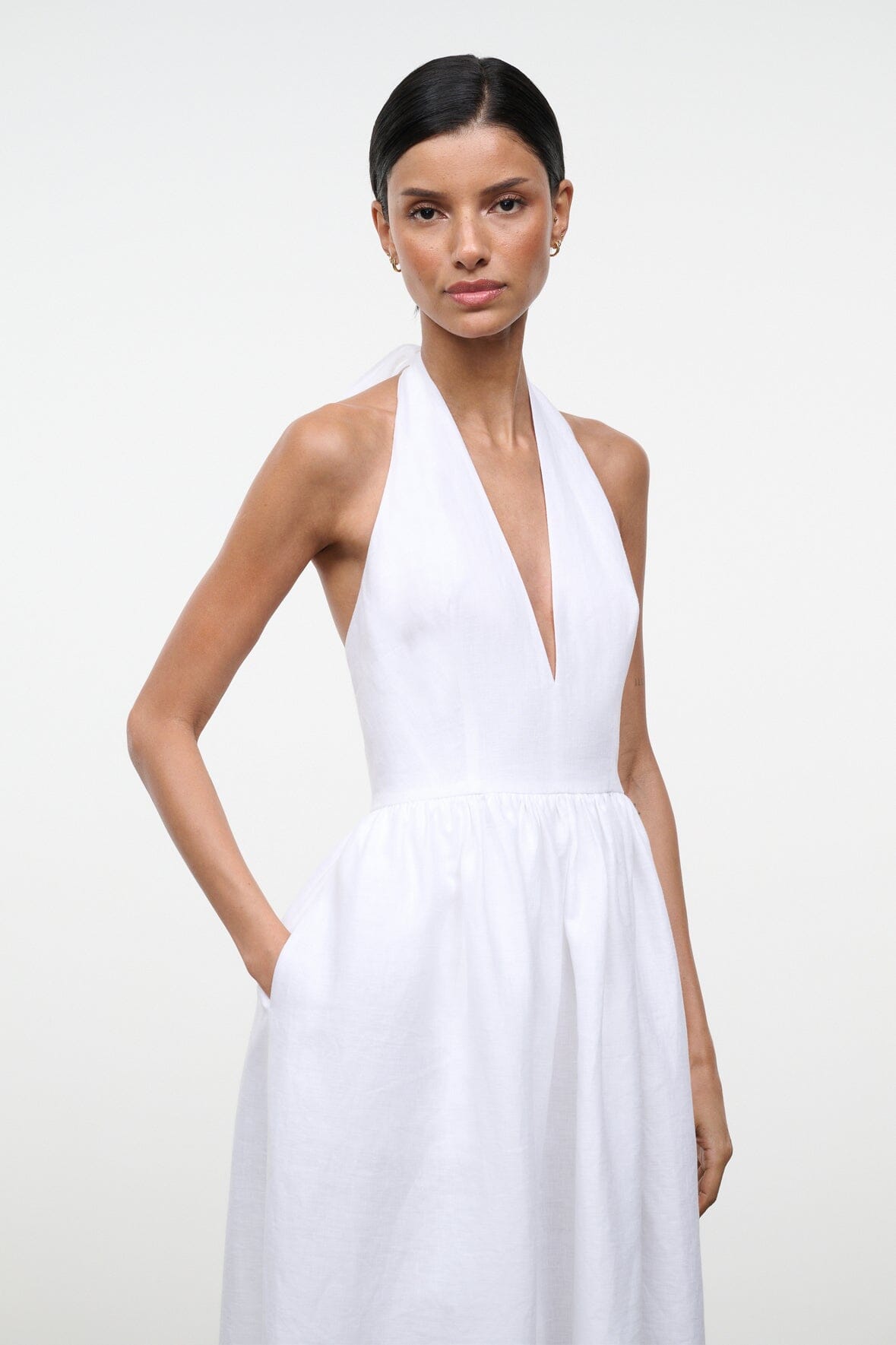 Grazia Linen Dress White | STAUD Discount