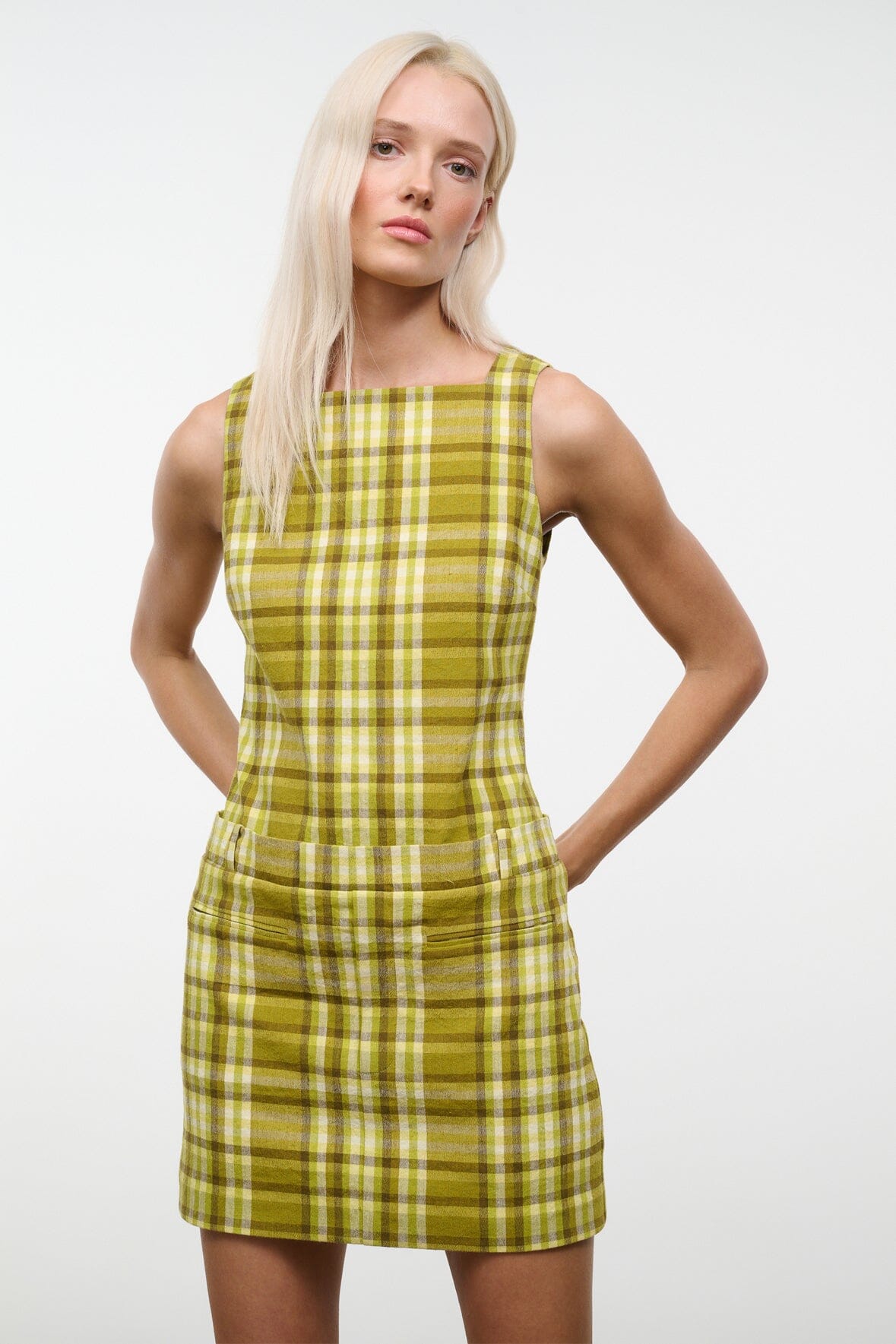 Shea Dress Pepperoncini Plaid | STAUD Signature