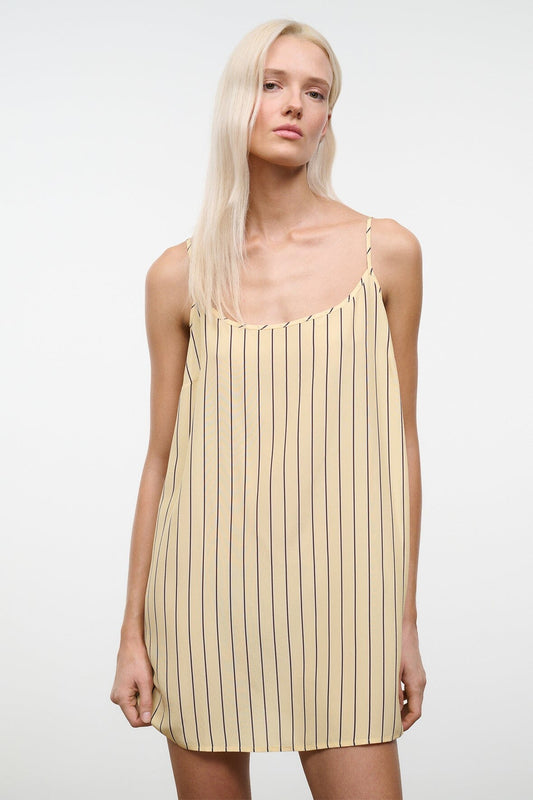 Irena Silk Dress Monday Stripe | STAUD Discount