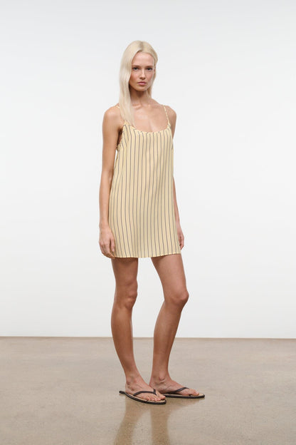 Irena Silk Dress Monday Stripe | STAUD Discount