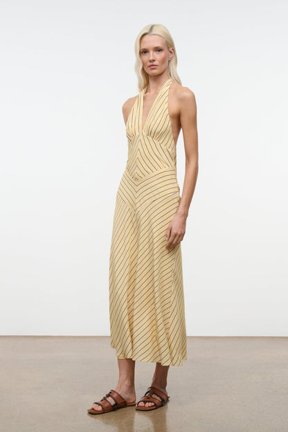 Louise Silk Dress Monday Stripe | STAUD Discount