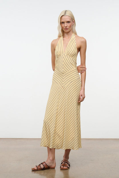Louise Silk Dress Monday Stripe | STAUD Discount