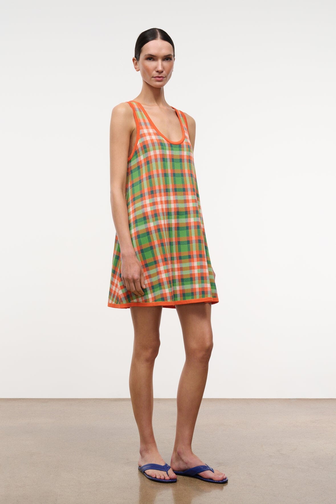 Piazza Dress Villa Plaid | STAUD Classic