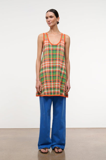 Piazza Dress Villa Plaid | STAUD Classic