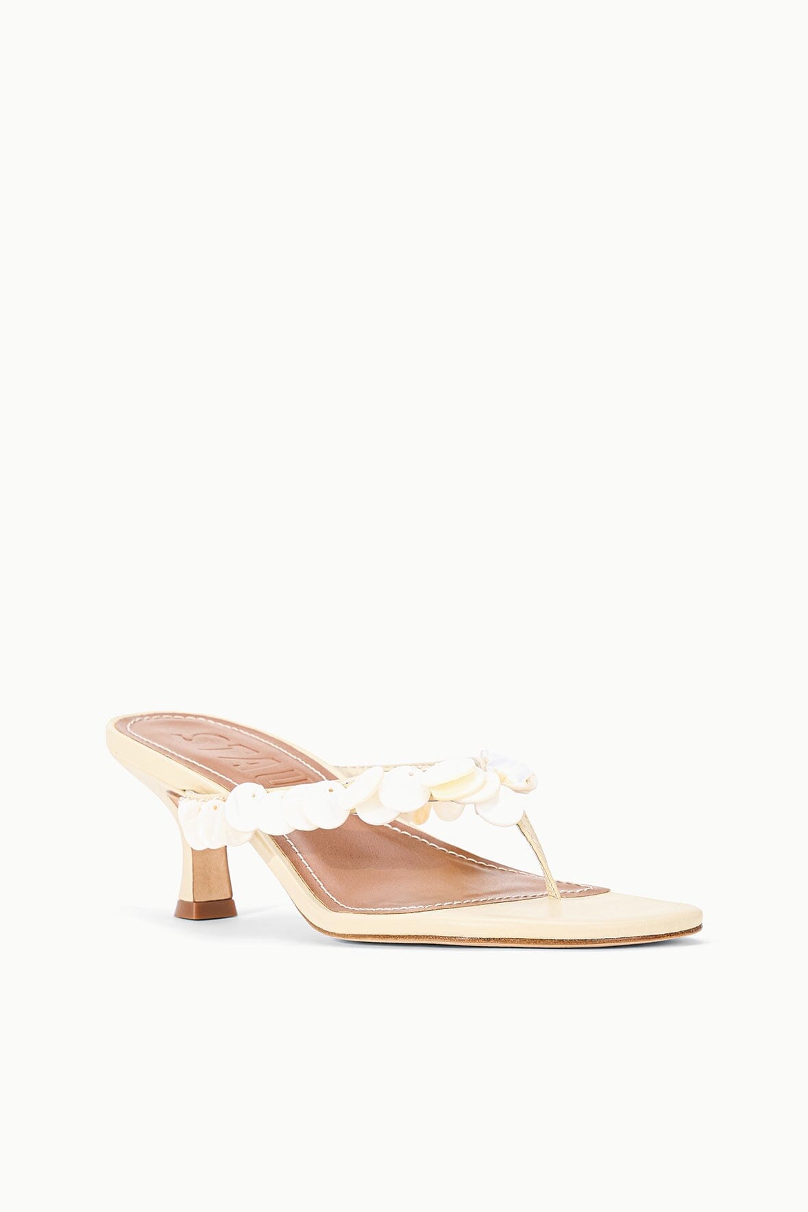 Freja Cream Leather Kitten Heel Sandals - Staud | STAUD Best Price