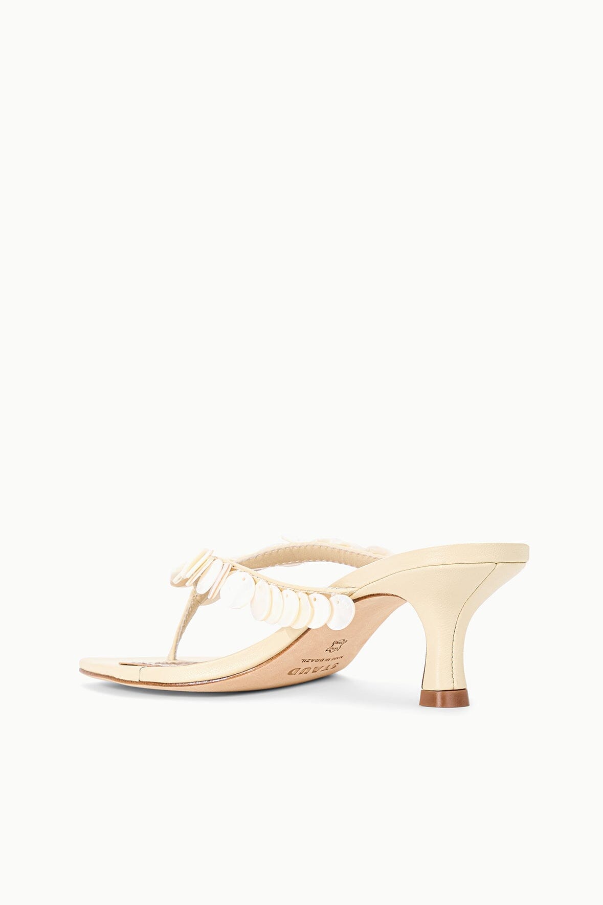 Freja Cream Leather Kitten Heel Sandals - Staud | STAUD Best Price