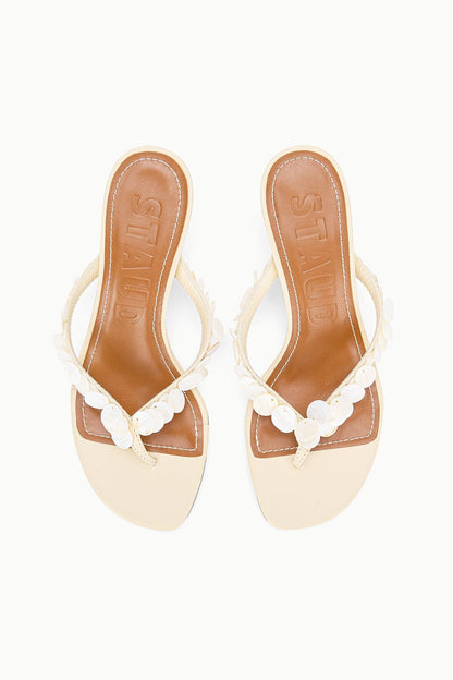 Freja Cream Leather Kitten Heel Sandals - Staud | STAUD Best Price
