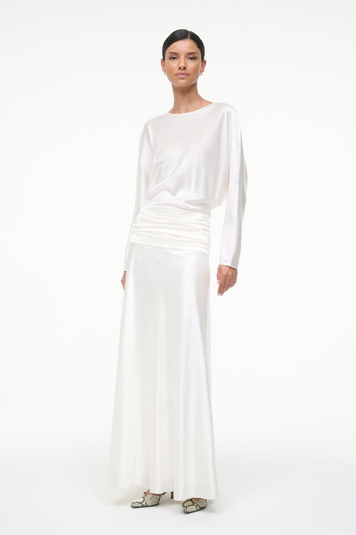 Freda Silk Dress Ivory | STAUD Signature