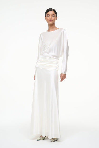 Freda Silk Dress Ivory | STAUD Signature