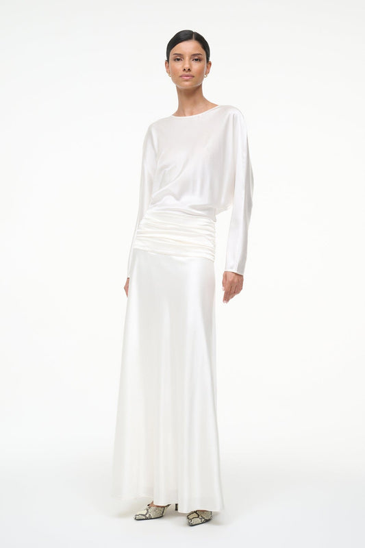 Freda Silk Dress Ivory | STAUD Signature